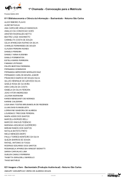 1ª Chamada - Convocação para a Matrícula