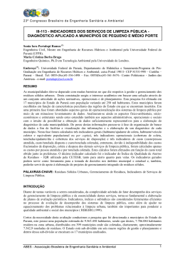 diagn&oacute;stico aplicado a munic&iacute;pios de pequeno e m&eacute;dio porte