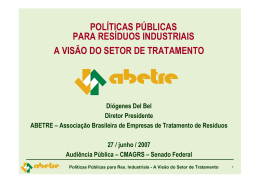 Pol&iacute;ticas P&uacute;blicas para Res&iacute;duos Industriais