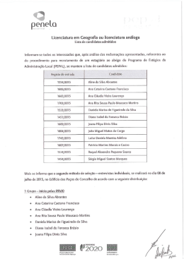 Licenciatura em Geograﬁa ou licenciatura an&aacute;loga