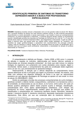 identifica&ccedil;&atilde;o prim&aacute;ria de sintomas do transtorno