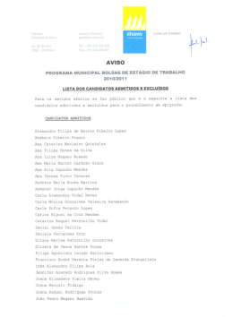 Lista dos Candidatos Admitidos e Excluidos