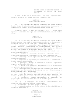 DISPÕE SOBRE O GABINETE MILITAR DO GOVERNADOR DO