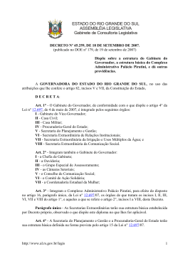ESTADO DO RIO GRANDE DO SUL ASSEMBL&Eacute;IA LEGISLATIVA