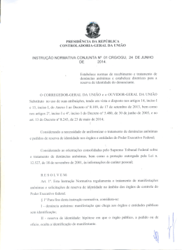 Instru&ccedil;&atilde;o Normativa Conjunta N&ordm; 01