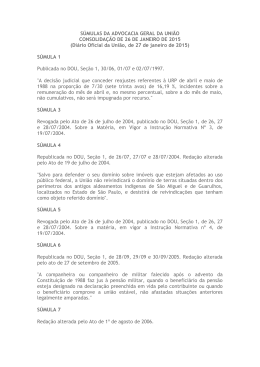 SÚMULAS DA ADVOCACIA GERAL DA UNIÃO