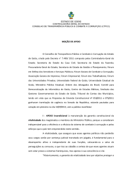 Moção de Apoio a Vitaliciedade dos Juizes e membros do Ministério