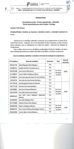 Convocatoria Entrevista horário 48 Psicólogo