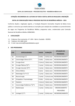 Edital Processo Seletivo Resid&ecirc;ncia M&eacute;dica