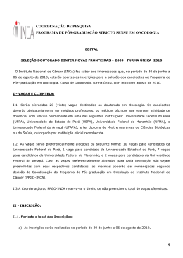 Edital DINTER - INCA - Ensino e Pesquisa