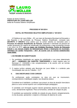 Estado de Santa Catarina PREFEITURA DE LAURO M&Uuml;LLER Edital