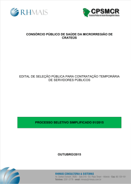 Edital de Sele&ccedil;&atilde;o P&uacute;blica 2015