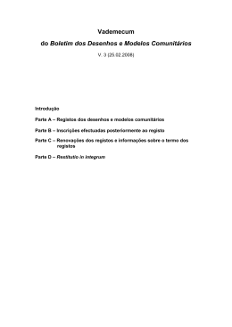 Vademecum do Boletim dos Desenhos e Modelos Comunit&aacute;rios