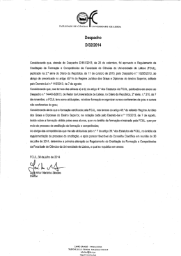 Despacho - Faculdade de Ci&ecirc;ncias da Universidade de Lisboa
