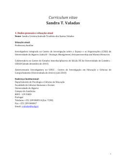 Curriculum vitae Sandra T. Valadas