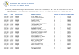 Primeira Convoca&ccedil;&atilde;o da Lista de Espera SiSU 2015-1