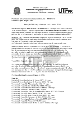 Inscri&ccedil;&atilde;o SISU segunda etapa 2010 - www
