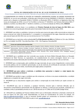 Edital de Convoca&ccedil;&atilde;o CCS n&deg; 4 de 14 de fevereiro de 2014