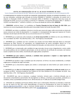 Edital de Convoca&ccedil;&atilde;o CCS n&deg; 12 de 28 de fevereiro de 2014