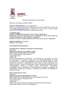 Programa de Pós-graduação em Comunicação