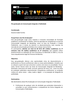 1 P&oacute;s-gradua&ccedil;&atilde;o em Comunica&ccedil;&atilde;o Integrada e Publicidade