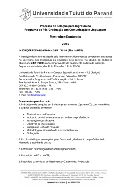 Processo de Sele&ccedil;&atilde;o para Ingresso no Programa de P&oacute;s