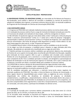 Edital - Mestrado em Ci&ecirc;ncias da Comunica&ccedil;&atilde;o