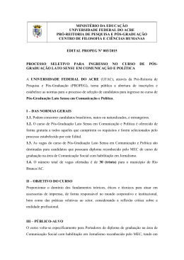 Edital de Sele&ccedil;&atilde;o - Universidade Federal do Acre