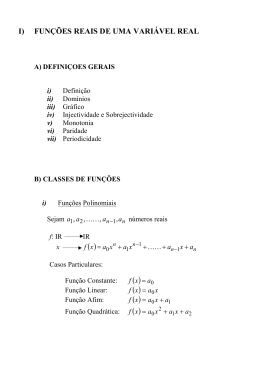 I) FUN&Ccedil;&Otilde;ES REAIS DE UMA VARI&Aacute;VEL REAL