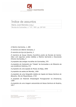 &Iacute;ndice de assuntos - Casa de Sarmento