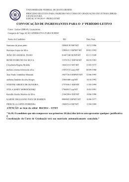 convocação de ingressantes para o 1ª período letivo