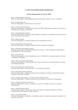 A LISTA DAS DISSERTA&Ccedil;&Otilde;ES DEFENDIDAS Alunos ingressantes