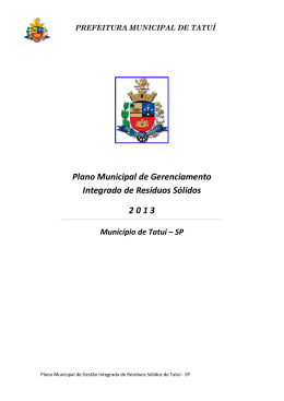 Plano Municipal de Gerenciamento Integrado de Resíduos Sólidos