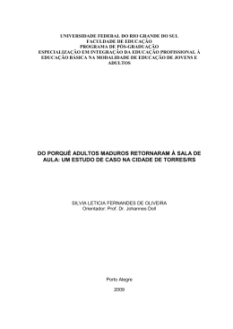 do porqu&ecirc; adultos maduros retornaram &agrave; sala de - PROEJA