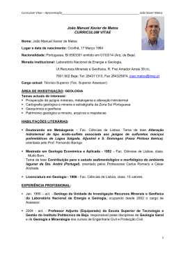 Jo&atilde;o Manuel Xavier de Matos CURRICULUM VITAE