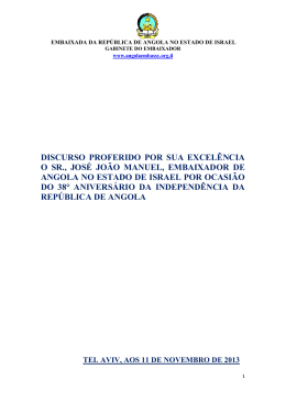 discurso proferido por sua excel&ecirc;ncia o sr., jos&eacute; jo&atilde;o manuel