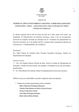 ATA N.° 10 REUNIÃO DE JÚRI DO PROCEDIMENTO CONCURSAL
