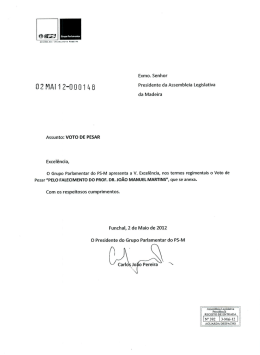 22. Voto Pesar PS - Assembleia Legislativa da Regi&atilde;o Aut&oacute;noma da