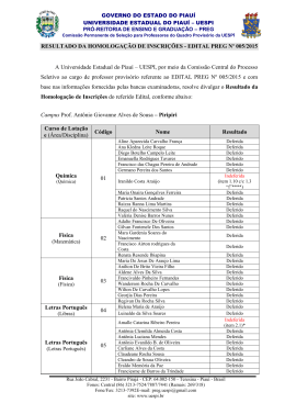 Homologa&ccedil;&atilde;o de Inscri&ccedil;&otilde;es &ndash; Edital 05-2015