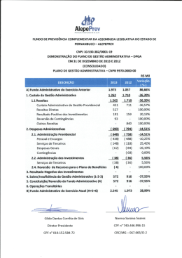 Demonstra&ccedil;&atilde;o do Plano Gest&atilde;o Administrativa 2013