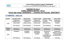 In&iacute;cio das aulas: 03/02/2015 &ndash; T&eacute;rmino do Per&iacute;odo: 30/07