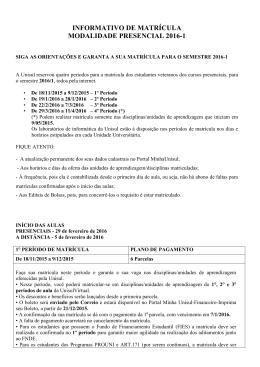 INFORMATIVO DE MATR&Iacute;CULAS 2013/1