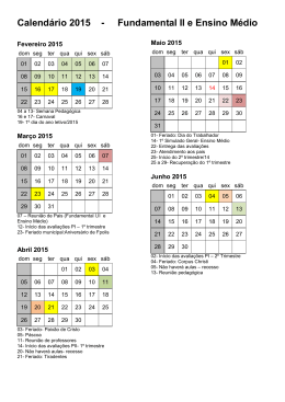 Calend&aacute;rio Escolar Fundamental II e M&eacute;dio