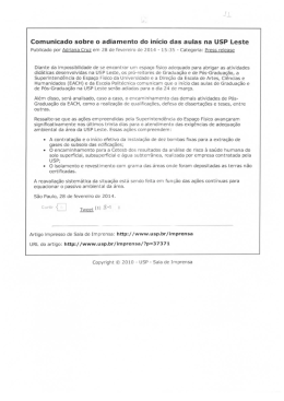 Comunicado sobre o adiamento do inicio das aulas na USP Leste