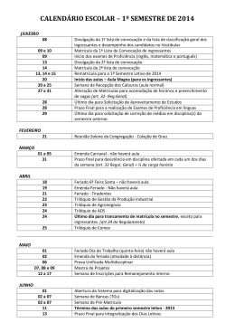 calendário escolar – 1º semestre de 2014