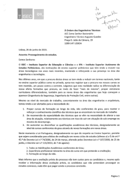 Resposta do ISEC-Lisboa e IPA