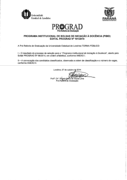 Edital 101/2014 - Torna p&uacute;blico o resultado do processo de