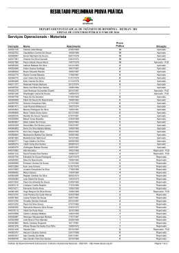 RESULTADO PRELIMINAR PROVA PR&Aacute;TICA