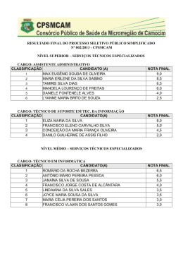 RESULTADO FINAL DO PROCESSO SELETIVO P