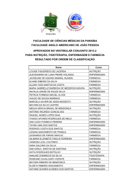 Resultado do vestibular de Nutri&ccedil;&atilde;o, Fisioterapia, Enfermagem e